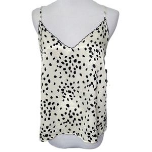 BP. Ivory Black Scattered Dot Print Sleeveless Lightweight Polyester Cami Tank